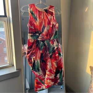 Ann Taylor Starburst Floral Dress with Wrap Skirt Detail